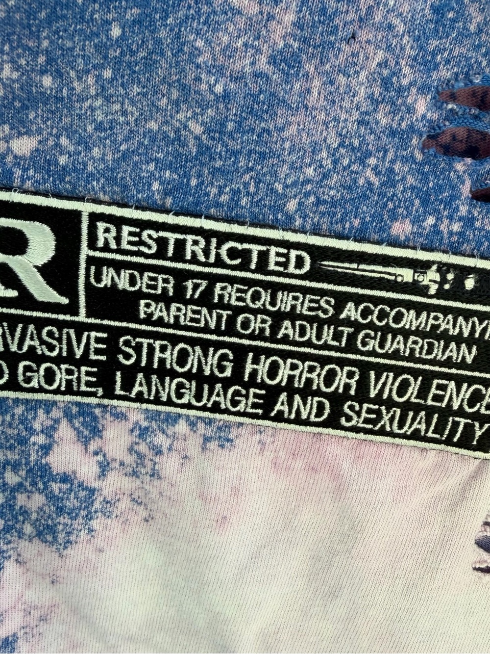 Custom "Rated R" Patch Distressed Bleach Tee - Picture 3 of 10
